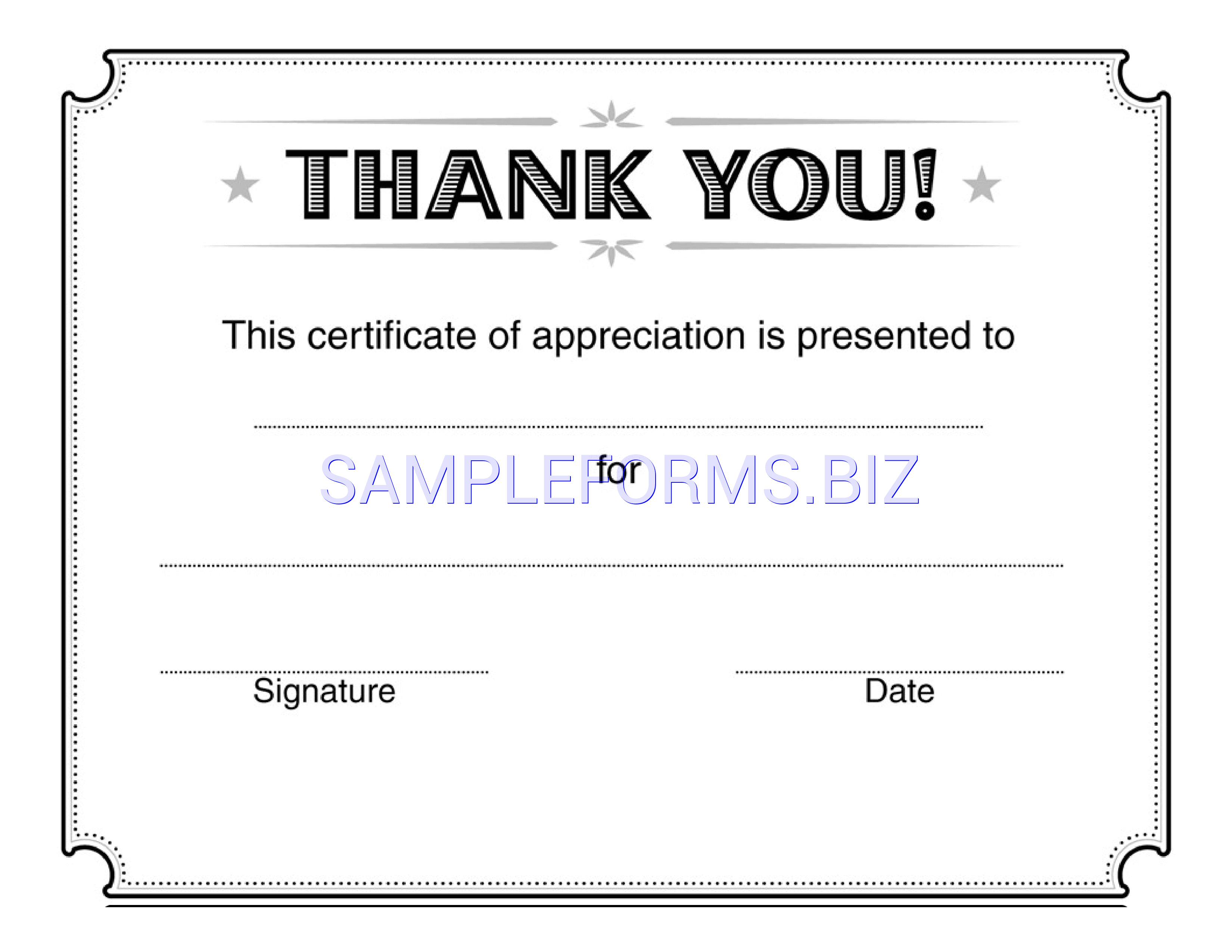 Preview free downloadable Certificate of Appreciation Template 2 in PDF (page 1)