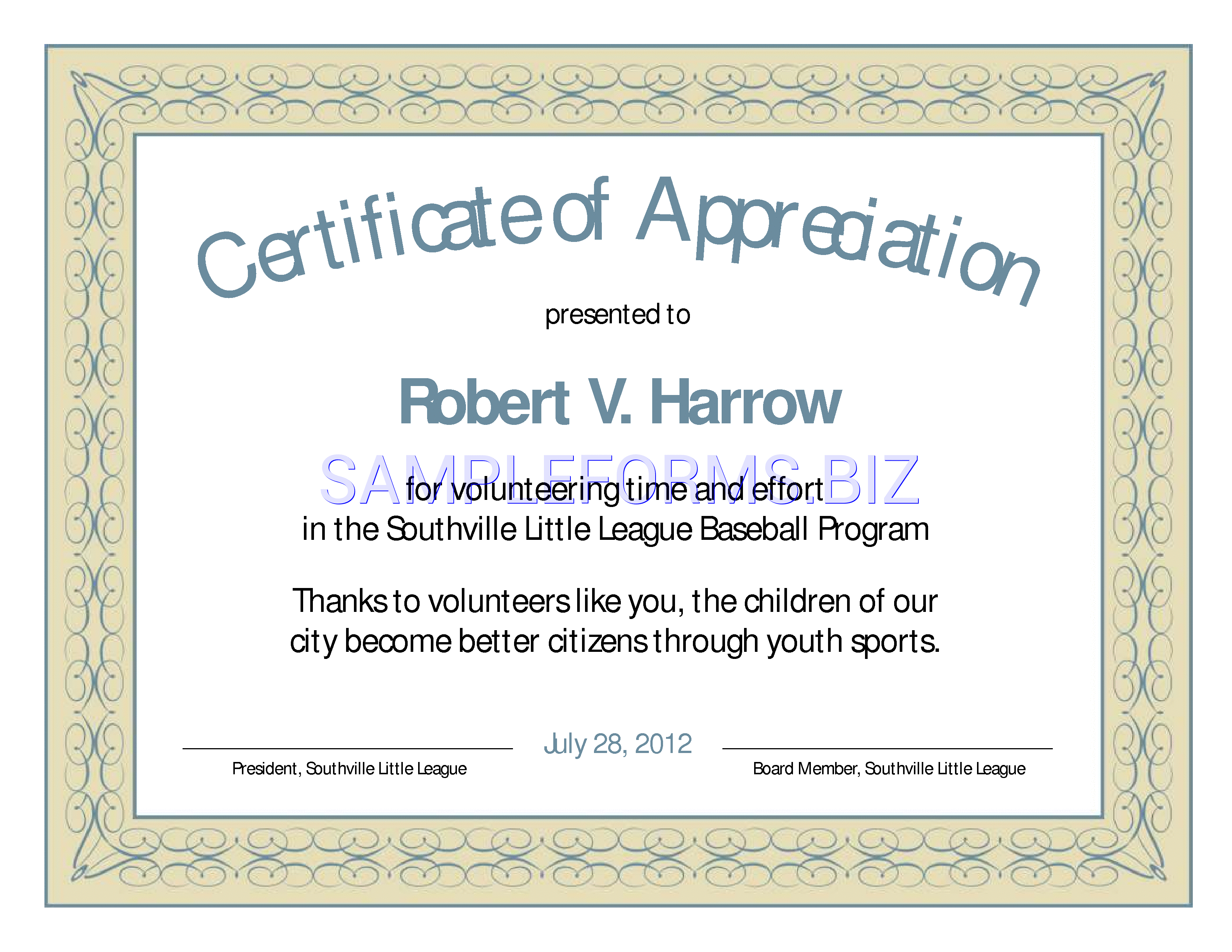 Preview free downloadable Certificate of Appreciation Template 3 in PDF (page 1)